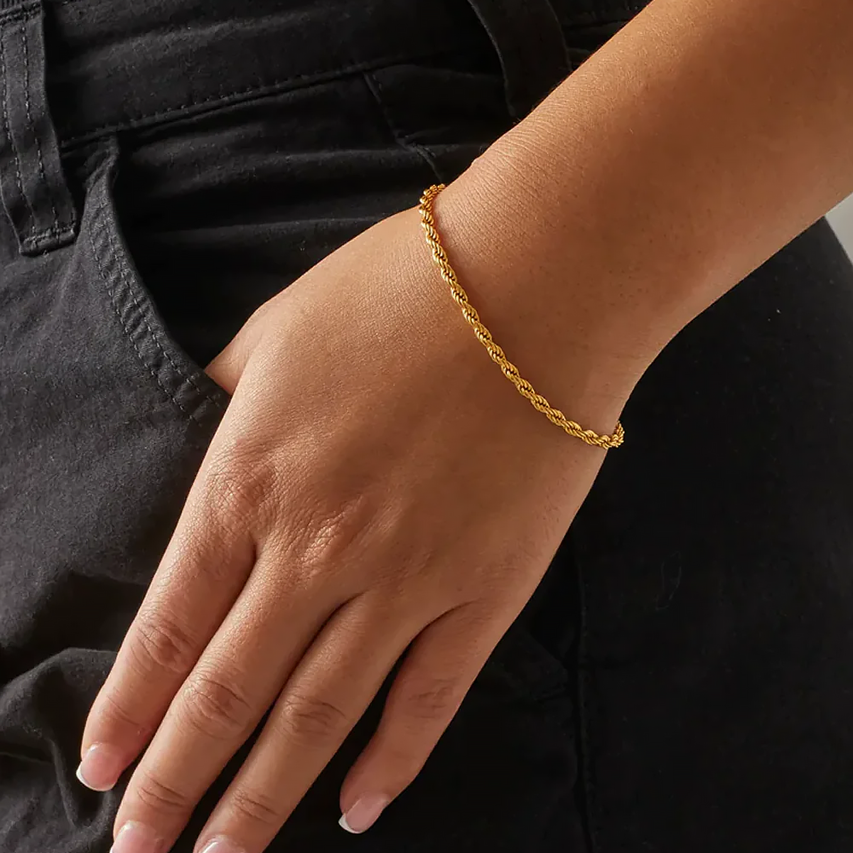 GOBRET. | 3MM Guld Rope Armbånd 18K